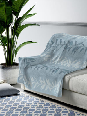 Velveteen Blanket- Ti Leaf Lucky Leis (Steel Blue)