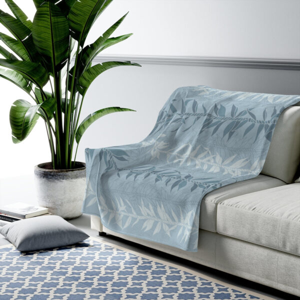 Velveteen Blanket- Ti Leaf Lucky Leis (Steel Blue)